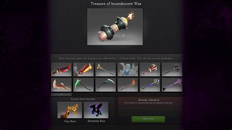 Dota 2 Treasure of Incandescent Wax opening and .